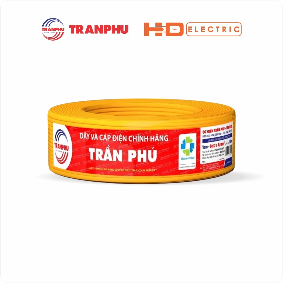 Dây điện Trần Phú 2x2.5 - Dây đôi mềm dẹt VCm 2x2.5mm